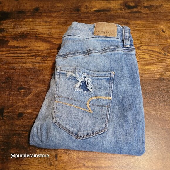 American Eagle Jeans 4 S Curvy Hi Rise Jegging Next Level Stretch Medium Light - Picture 3 of 13